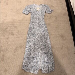 Faherty Blue and White Floral Maxi Dress